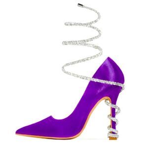 So Me Vibrant Purple Heels with Glittering Silver Spiral